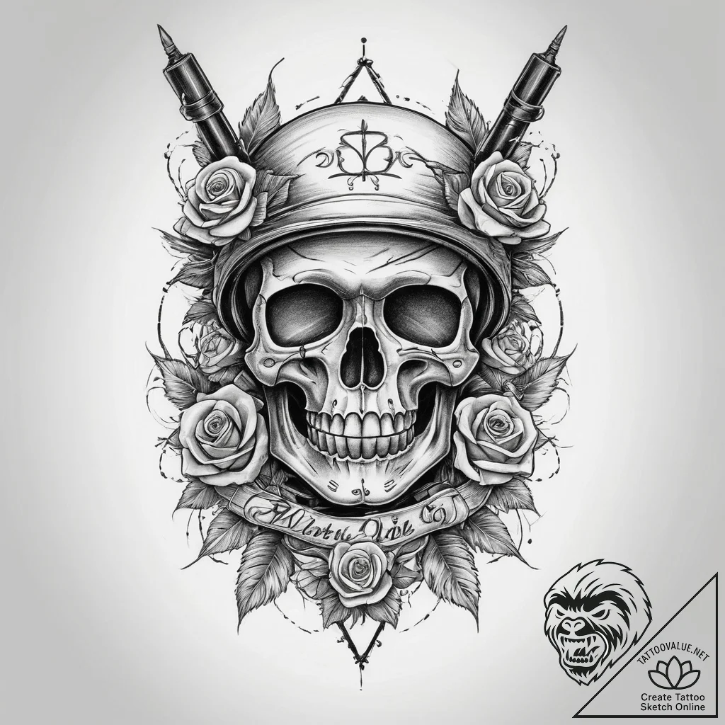 Tattoo sketch soldier with a pen, artistic ta... - tattoo sketch (№1760445465_0, 14.10.2025 12:37) — tattoovalue.net
