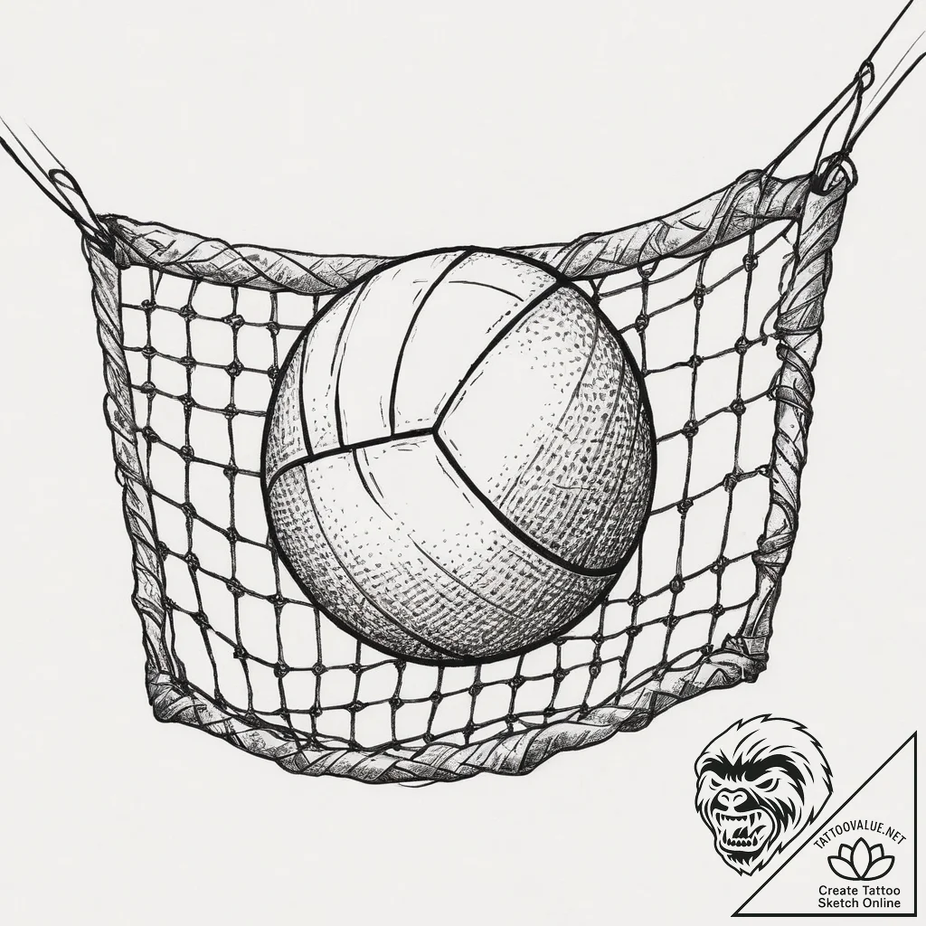 Tattoo sketch volleyball over a net, tattoo l... - tattoo sketch (№1760446342_0, 14.10.2025 12:52) — tattoovalue.net
