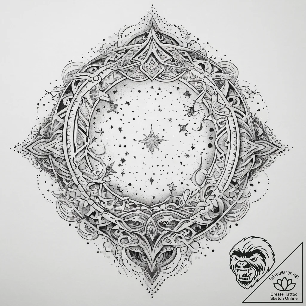 Tattoo sketch milky way galaxy, ink illustrat... - tattoo sketch (№1760446775_0, 14.10.2025 12:59) — tattoovalue.net