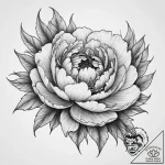 Tattoo sketch peony with a fan, tattoo flash… – tattoo sketch (№1760447209_0, 14.10.2025 13:06) — tattoovalue.net