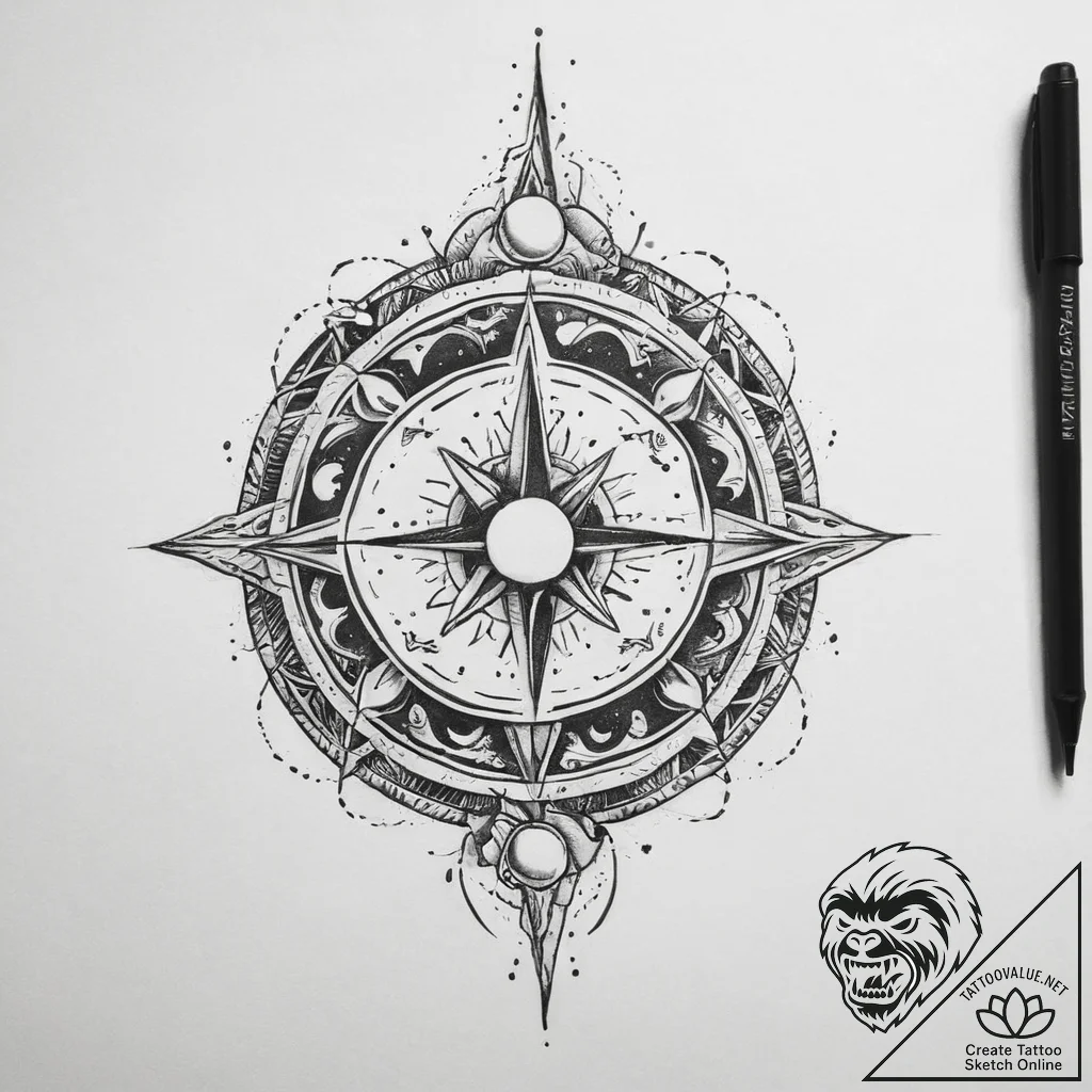 Tattoo sketch cosmic existence, tattoo flash... - tattoo sketch (№1760449165_0, 14.10.2025 13:39) — tattoovalue.net