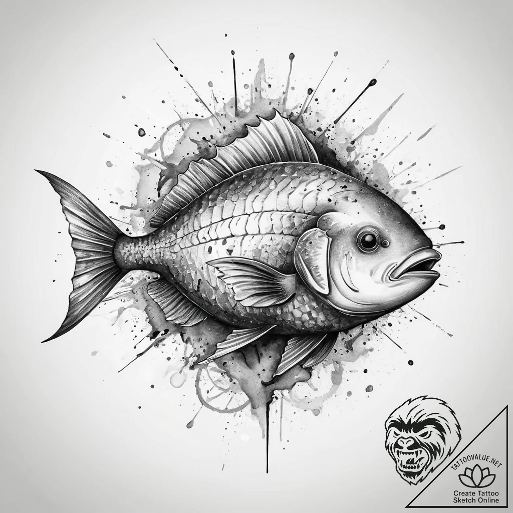 Tattoo sketch sunfish, concept art for tattoo... - tattoo sketch (№1760449833_0, 14.10.2025 13:50) — tattoovalue.net