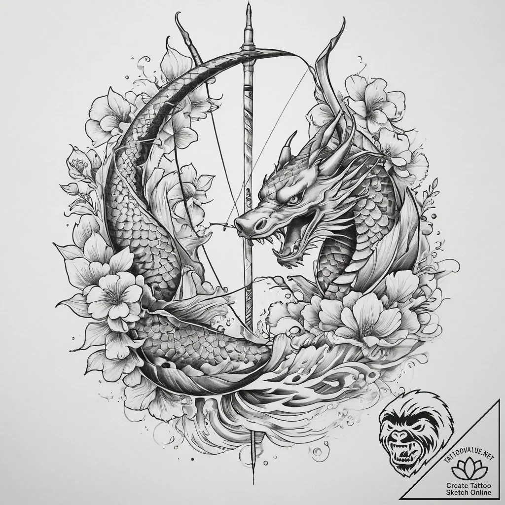 Tattoo sketch archery bow and arrow, tattoo d... - tattoo sketch (№1760450051_0, 14.10.2025 13:54) — tattoovalue.net