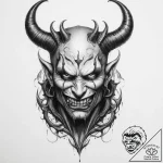 Tattoo sketch devil with horns – tattoo sketch (№1760450700_0, 14.10.2025 14:05) — tattoovalue.net