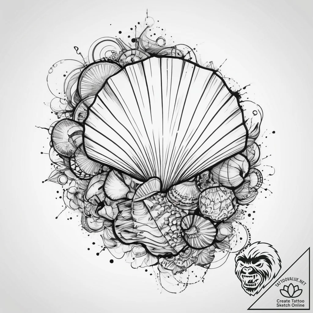 Tattoo sketch seashell, artistic tattoo sketc... - tattoo sketch (№1760452433_0, 14.10.2025 14:33) — tattoovalue.net