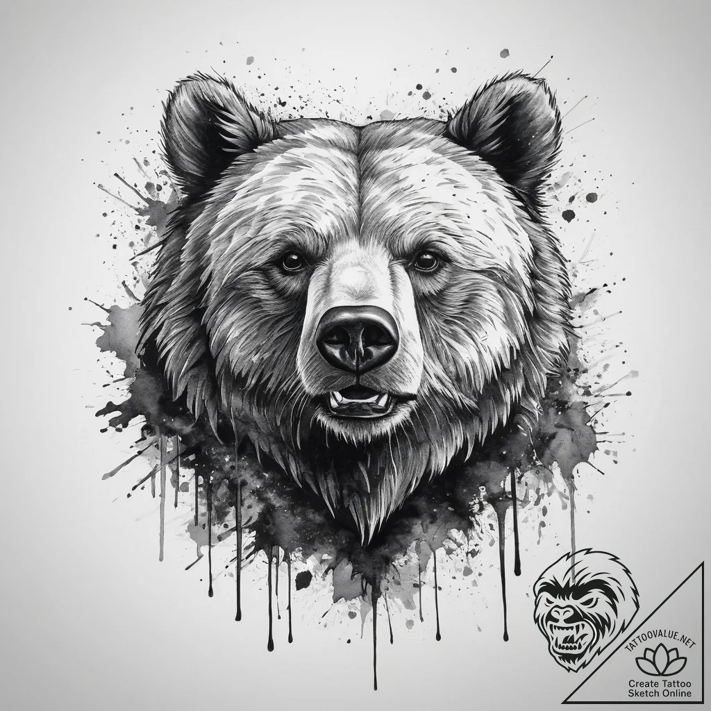 Tattoo sketch узор в виде медведя в лесу, con... - tattoo sketch (№1760452649_0, 14.10.2025 14:37) — tattoovalue.net