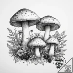 Tattoo sketch foraging mushrooms and berries – tattoo sketch (№1760453959_0, 14.10.2025 14:59) — tattoovalue.net