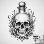 Tattoo sketch magic potion bottle with a skul… – tattoo sketch (№1760454827_0, 14.10.2025 15:13) — tattoovalue.net