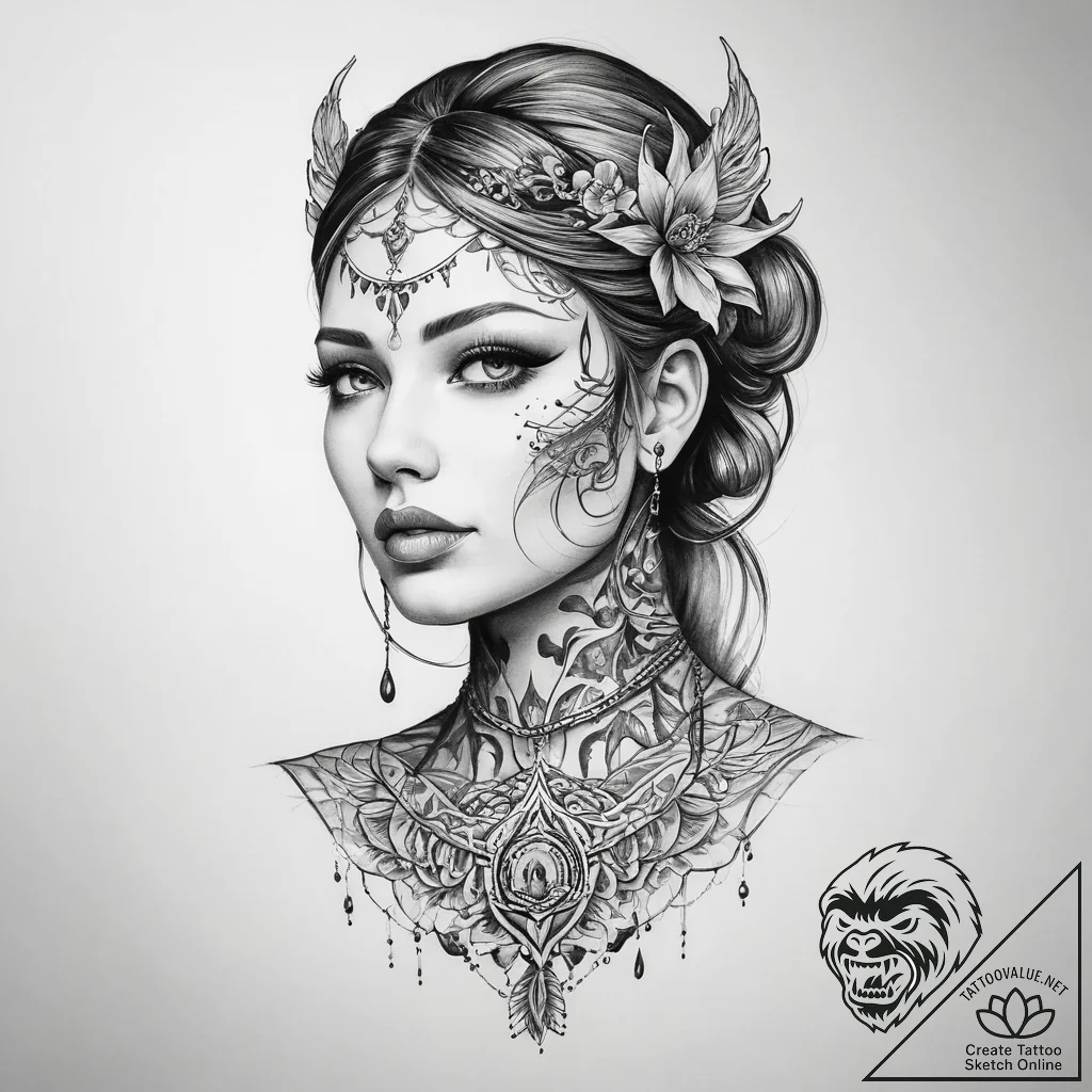 Tattoo sketch mystical self - tattoo sketch (№1760456992_0, 14.10.2025 15:49) — tattoovalue.net