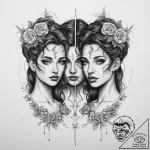 Tattoo sketch gemini twins, concept art for t… – tattoo sketch (№1760457649_0, 14.10.2025 16:00) — tattoovalue.net
