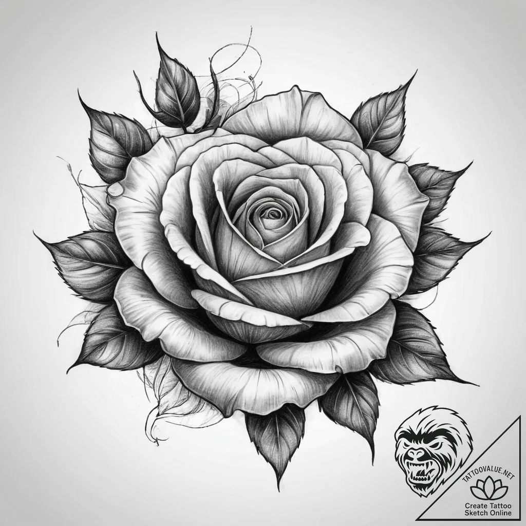Tattoo sketch линейная роза, concept art for... - tattoo sketch (№1760458518_0, 14.10.2025 16:15) — tattoovalue.net