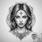 Tattoo sketch blessed portrayal – tattoo sketch (№1760458735_0, 14.10.2025 16:18) — tattoovalue.net