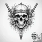 Tattoo sketch узор в виде черепа с кинжалом – tattoo sketch (№1760458959_0, 14.10.2025 16:22) — tattoovalue.net