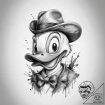 Tattoo sketch donald duck portrait, ink illus… – tattoo sketch (№1760459393_0, 14.10.2025 16:29) — tattoovalue.net