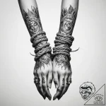 Tattoo sketch hands with a rope – tattoo sketch (№1760460475_0, 14.10.2025 16:47) — tattoovalue.net