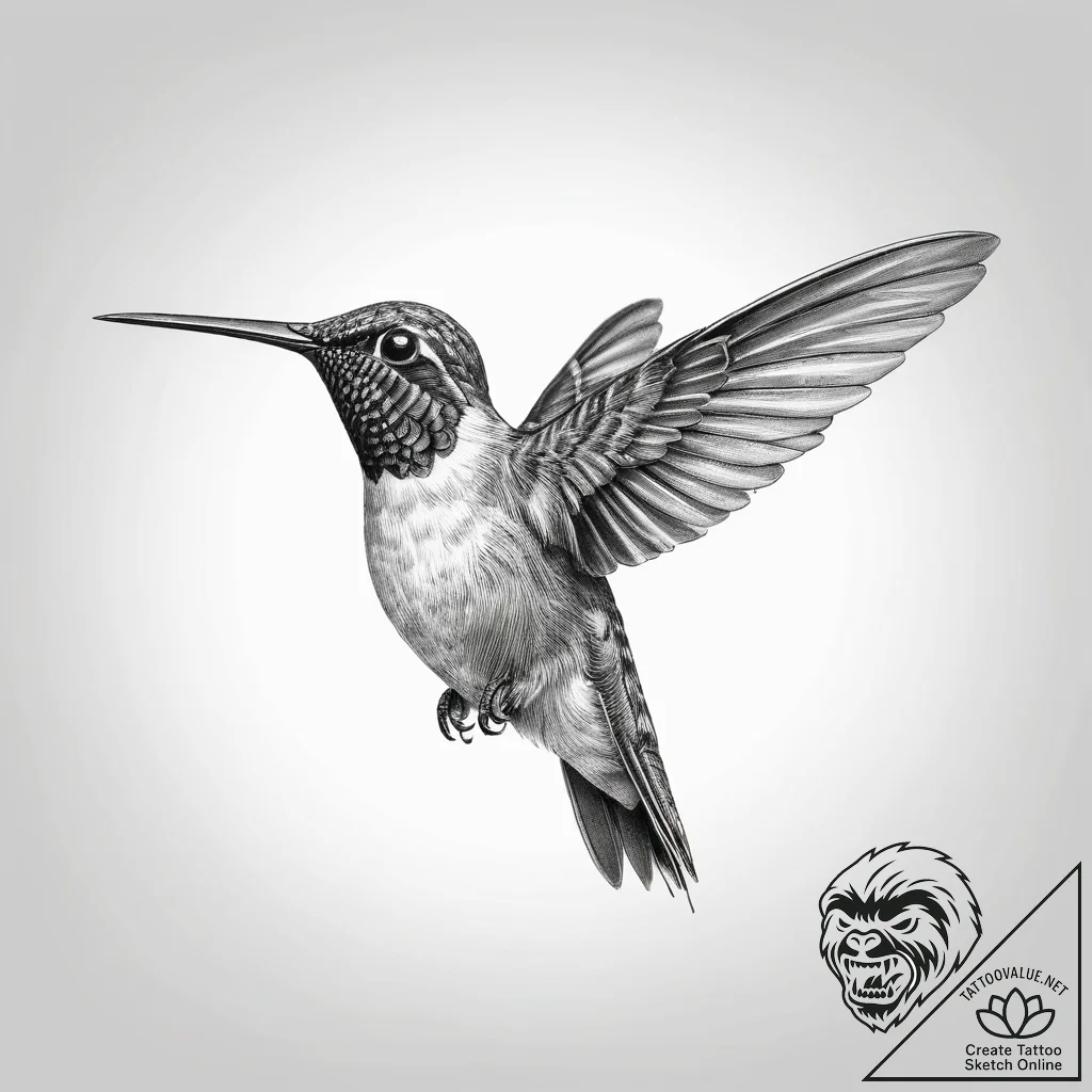 Tattoo sketch calliope hummingbird, artistic... - tattoo sketch (№1760461564_0, 14.10.2025 17:06) — tattoovalue.net