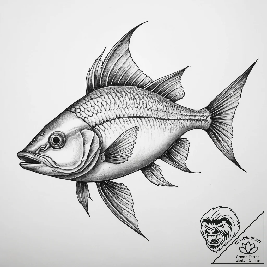Tattoo sketch snipefish - tattoo sketch (№1760463308_0, 14.10.2025 17:35) — tattoovalue.net
