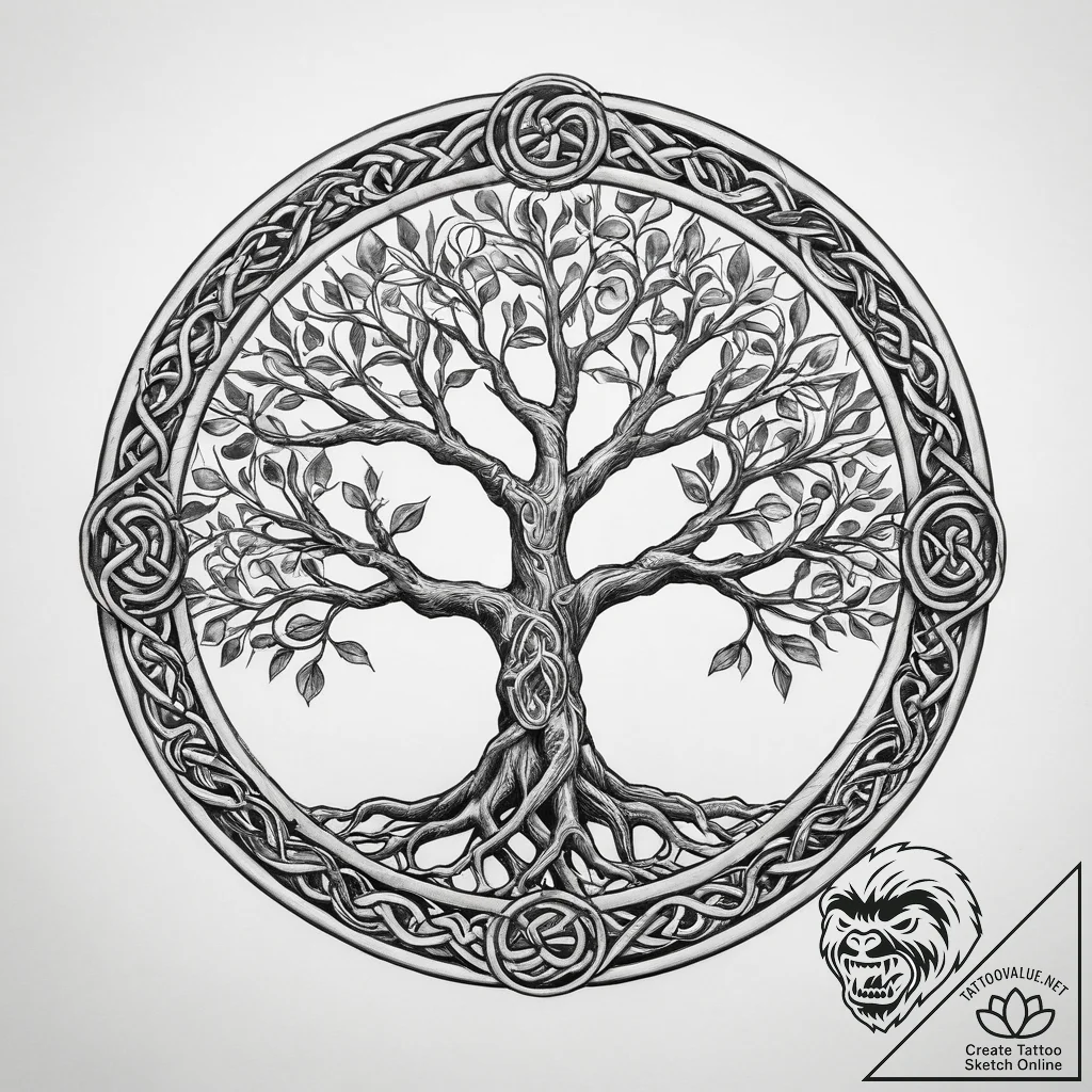 Tattoo sketch celtic tree of life - tattoo sketch (№1760463740_0, 14.10.2025 17:42) — tattoovalue.net