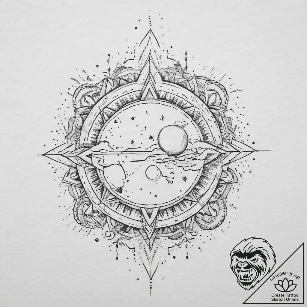 Tattoo sketch cosmic scene, concept art for t... - tattoo sketch (№1760464388_0, 14.10.2025 17:53) — tattoovalue.net