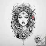 Tattoo sketch cosmic myth, concept art for ta… – tattoo sketch (№1760464605_0, 14.10.2025 17:56) — tattoovalue.net
