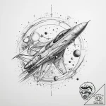 Tattoo sketch cosmic plane – tattoo sketch (№1760465696_0, 14.10.2025 18:14) — tattoovalue.net