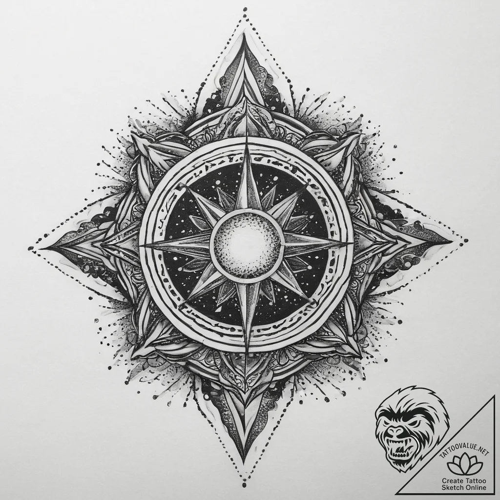 Tattoo sketch cosmic representation, artistic... - tattoo sketch (№1760466129_0, 14.10.2025 18:22) — tattoovalue.net