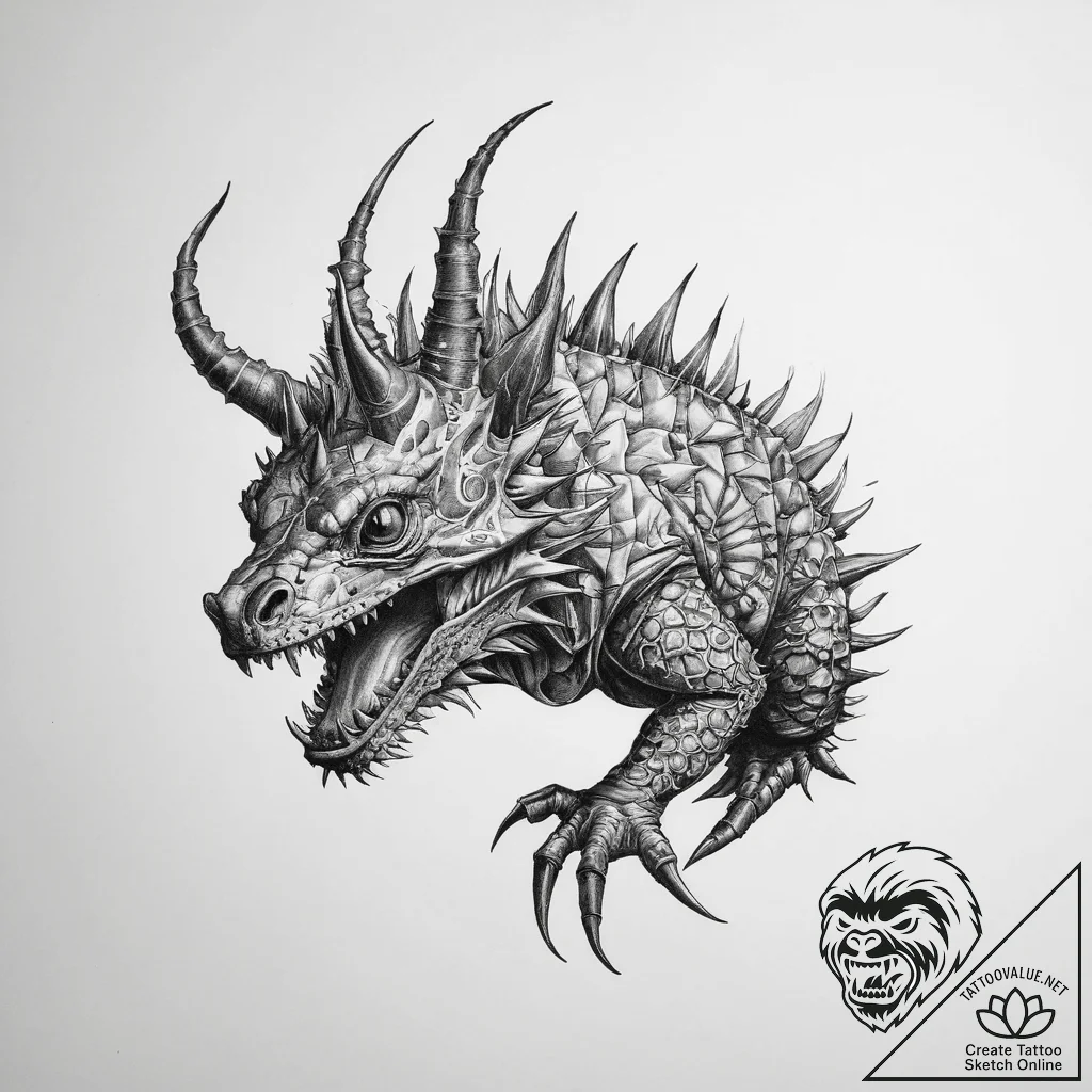 Tattoo sketch thorny devil - tattoo sketch (№1760468301_0, 14.10.2025 18:58) — tattoovalue.net