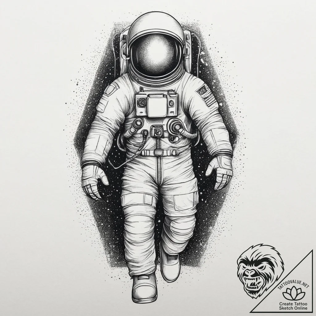 Tattoo sketch астронавт, tattoo drawing outli... - tattoo sketch (№1760469391_0, 14.10.2025 19:16) — tattoovalue.net