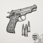 Tattoo sketch machine gun bullets, ink illust… – tattoo sketch (№1760470044_0, 14.10.2025 19:27) — tattoovalue.net