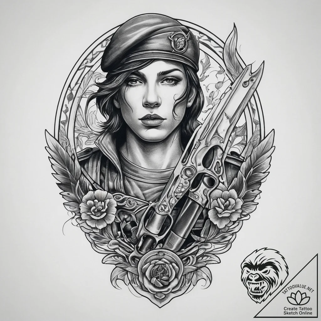 Tattoo sketch soldier with a scissors, tattoo... - tattoo sketch (№1760471126_0, 14.10.2025 19:45) — tattoovalue.net