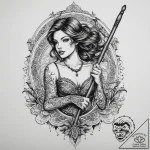 Tattoo sketch curling a person with a broom,… – tattoo sketch (№1760471785_0, 14.10.2025 19:56) — tattoovalue.net