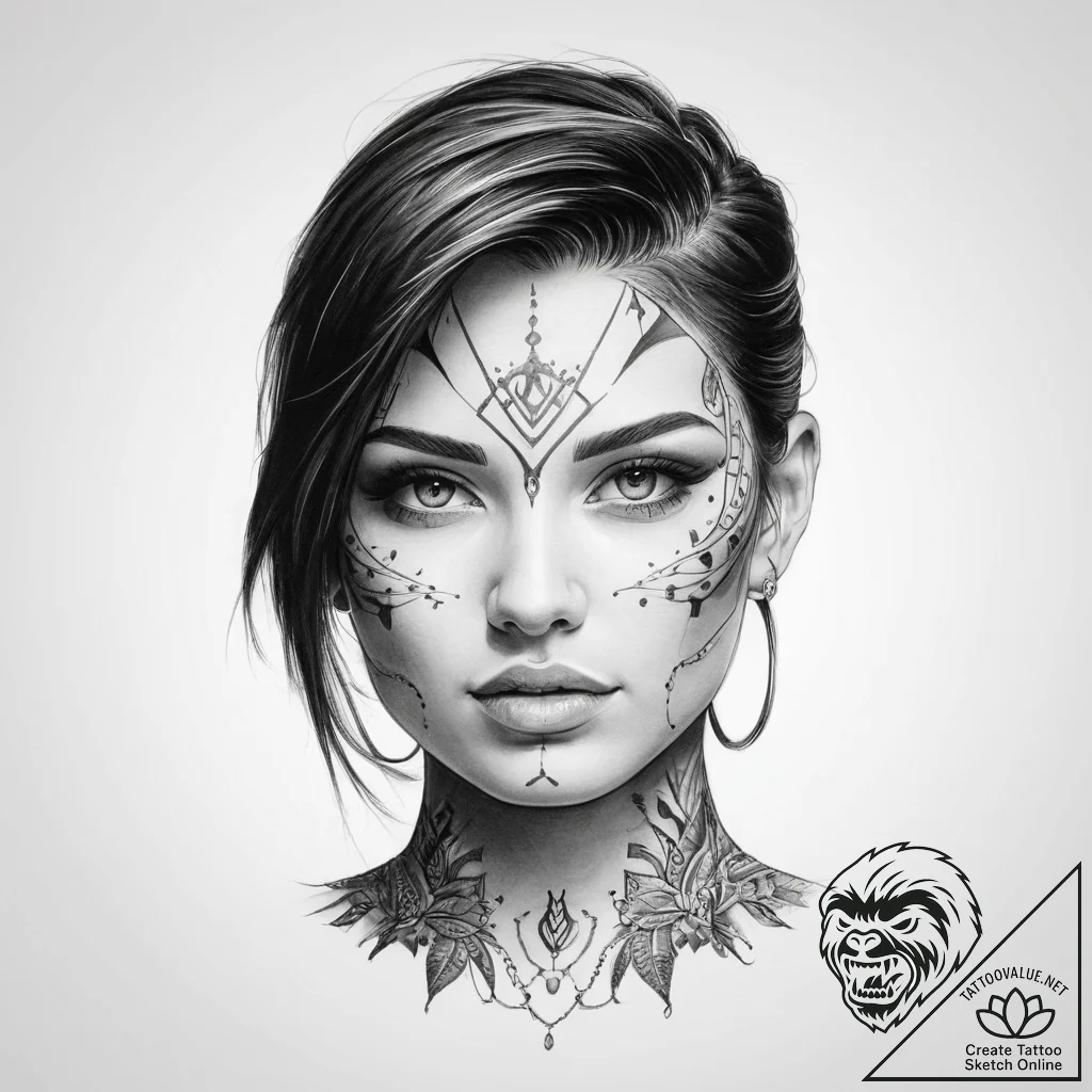 Tattoo sketch face - tattoo sketch (№1760472218_0, 14.10.2025 20:03) — tattoovalue.net