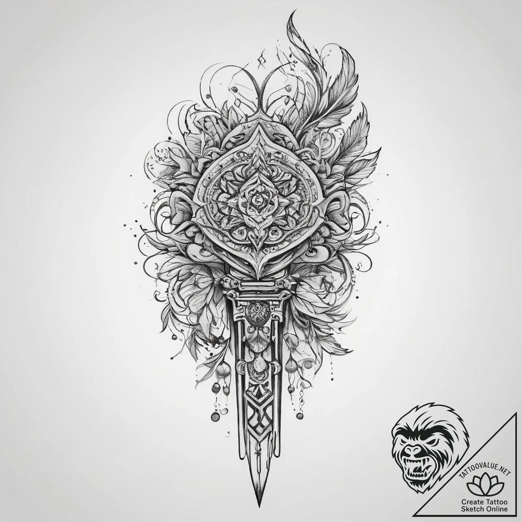Tattoo sketch elegant comb tattoo - tattoo sketch (№1760472658_0, 14.10.2025 20:10) — tattoovalue.net