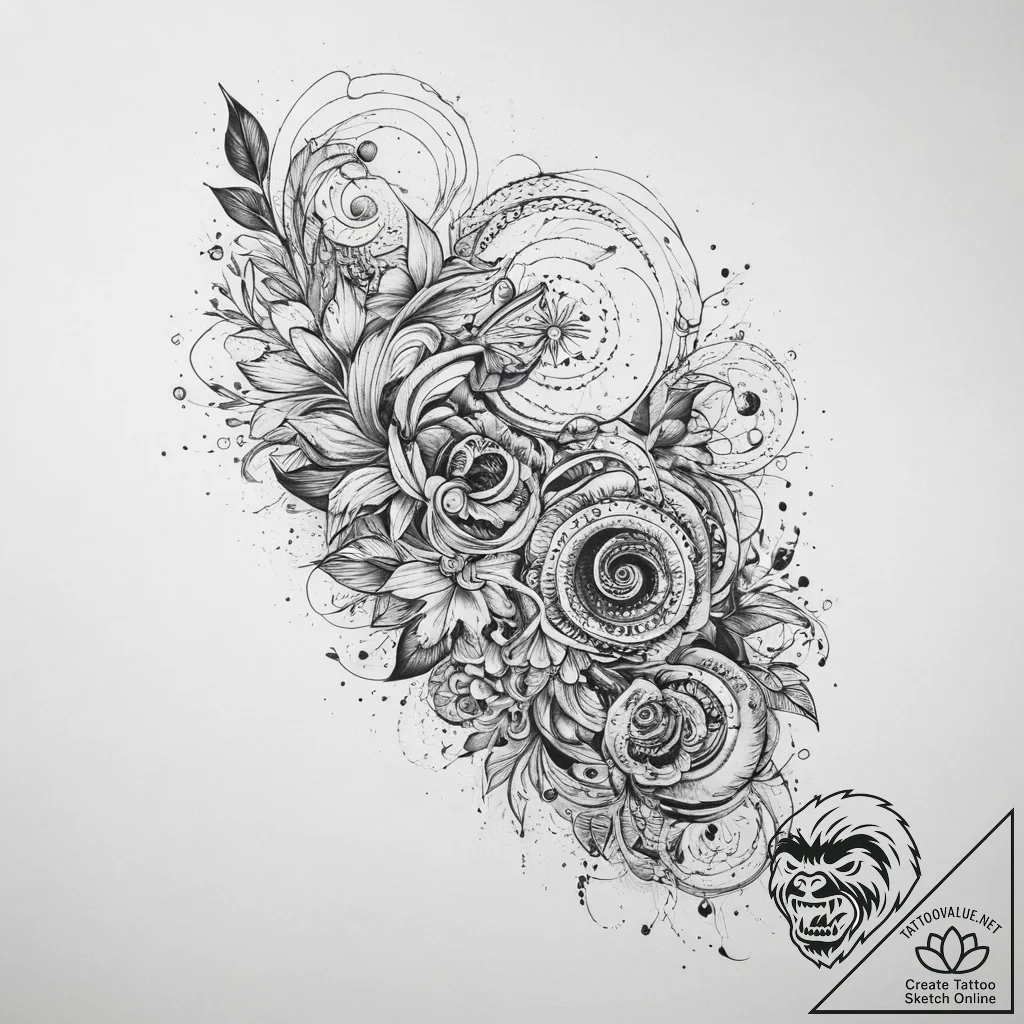 Tattoo sketch узор в виде свитков, tattoo dra... - tattoo sketch (№1760473309_0, 14.10.2025 20:21) — tattoovalue.net