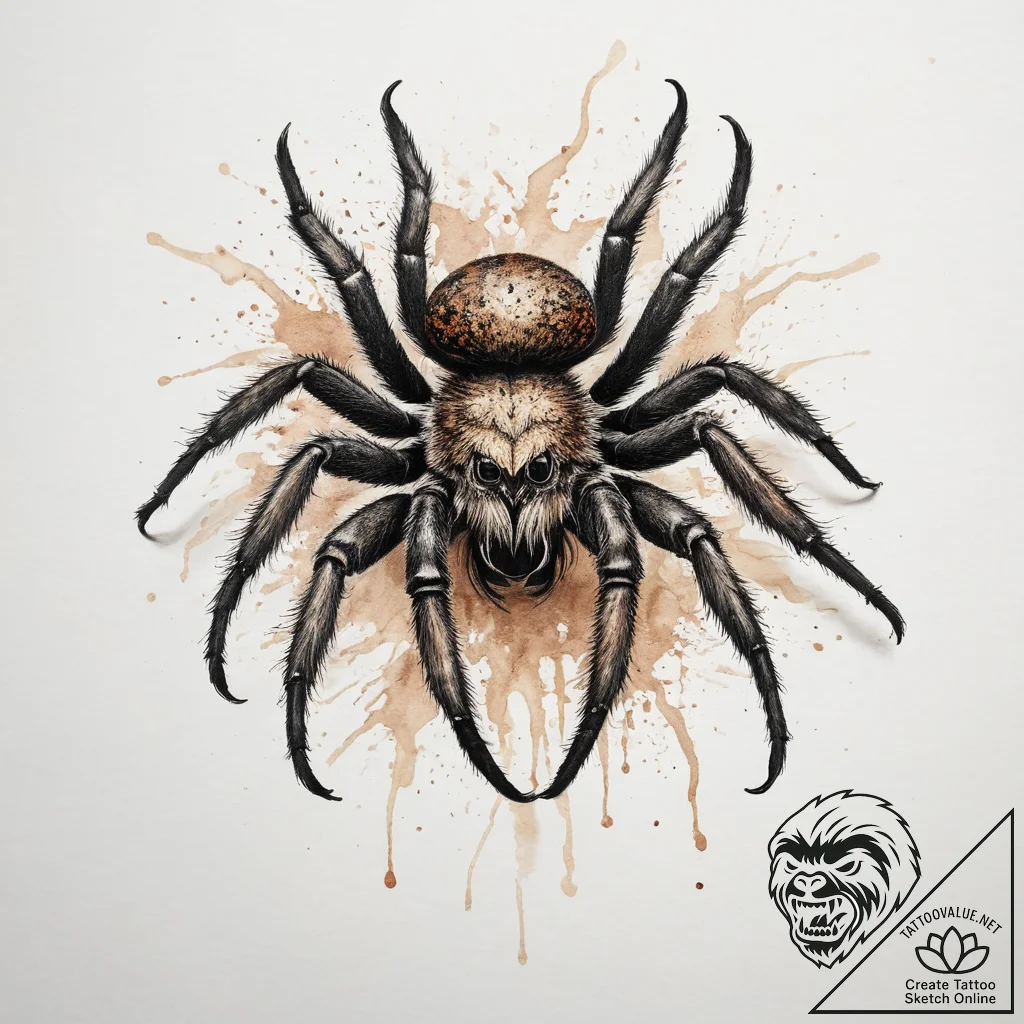 Tattoo sketch tarantula, concept art for tatt... - tattoo sketch (№1760473527_0, 14.10.2025 20:25) — tattoovalue.net