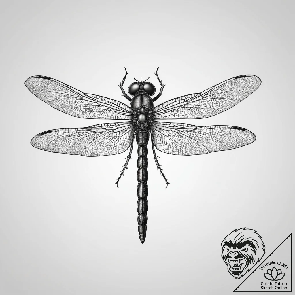 Tattoo sketch skimmer dragonfly, tattoo flash... - tattoo sketch (№1760475483_0, 14.10.2025 20:58) — tattoovalue.net