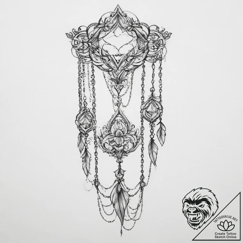 Tattoo sketch delicate chain tattoo - tattoo sketch (№1760475700_0, 14.10.2025 21:01) — tattoovalue.net