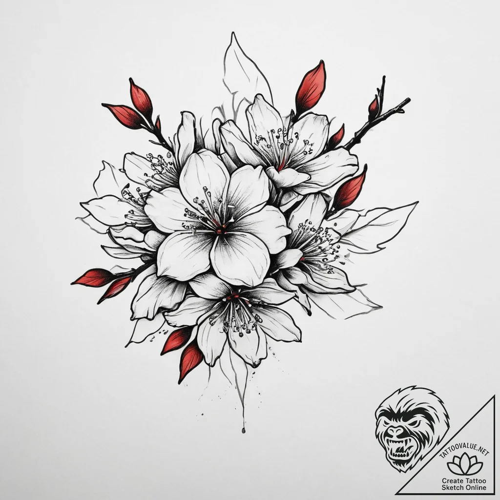 Tattoo sketch cherry blossom, tattoo drawing... - tattoo sketch (№1760476348_0, 14.10.2025 21:12) — tattoovalue.net