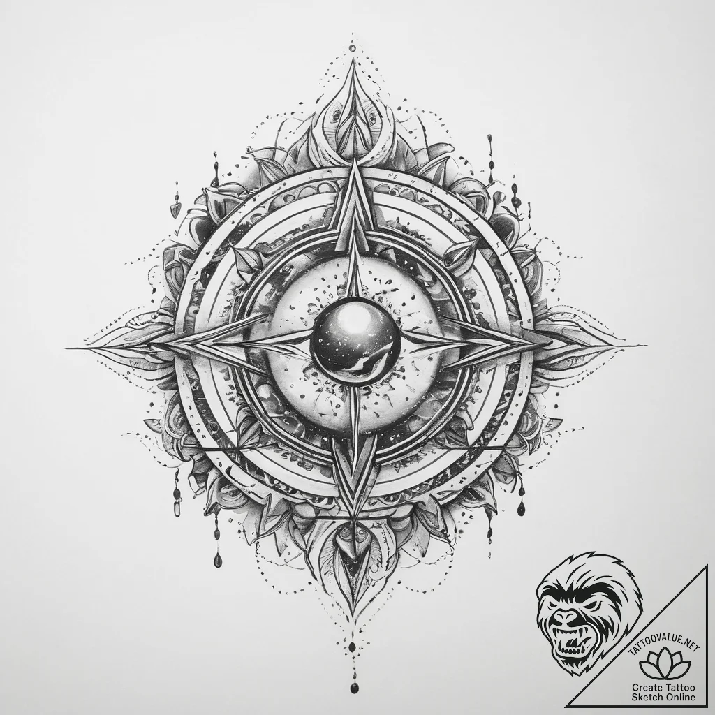 Tattoo sketch cosmic fount - tattoo sketch (№1760477211_0, 14.10.2025 21:26) — tattoovalue.net