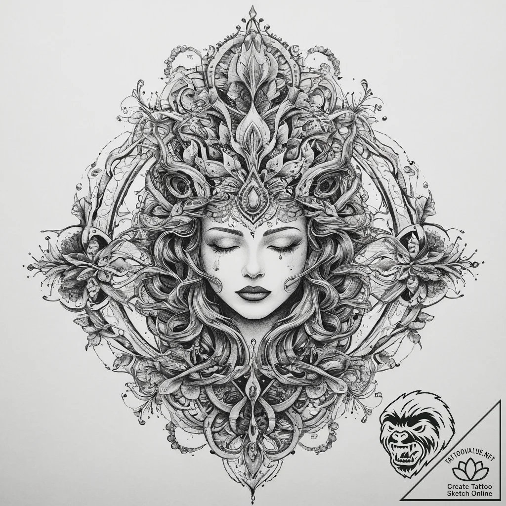 Tattoo sketch cosmic root, concept art for ta... - tattoo sketch (№1760477644_0, 14.10.2025 21:34) — tattoovalue.net