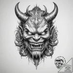 Tattoo sketch oni – tattoo sketch (№1760478942_0, 14.10.2025 21:55) — tattoovalue.net