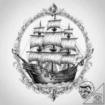 Tattoo sketch pirate ship with a jolly roger… – tattoo sketch (№1760482002_0, 14.10.2025 22:46) — tattoovalue.net