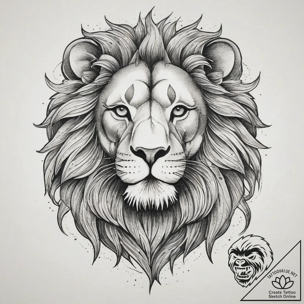 Tattoo sketch абстрактный лев, tattoo flash s... - tattoo sketch (№1760482436_0, 14.10.2025 22:53) — tattoovalue.net