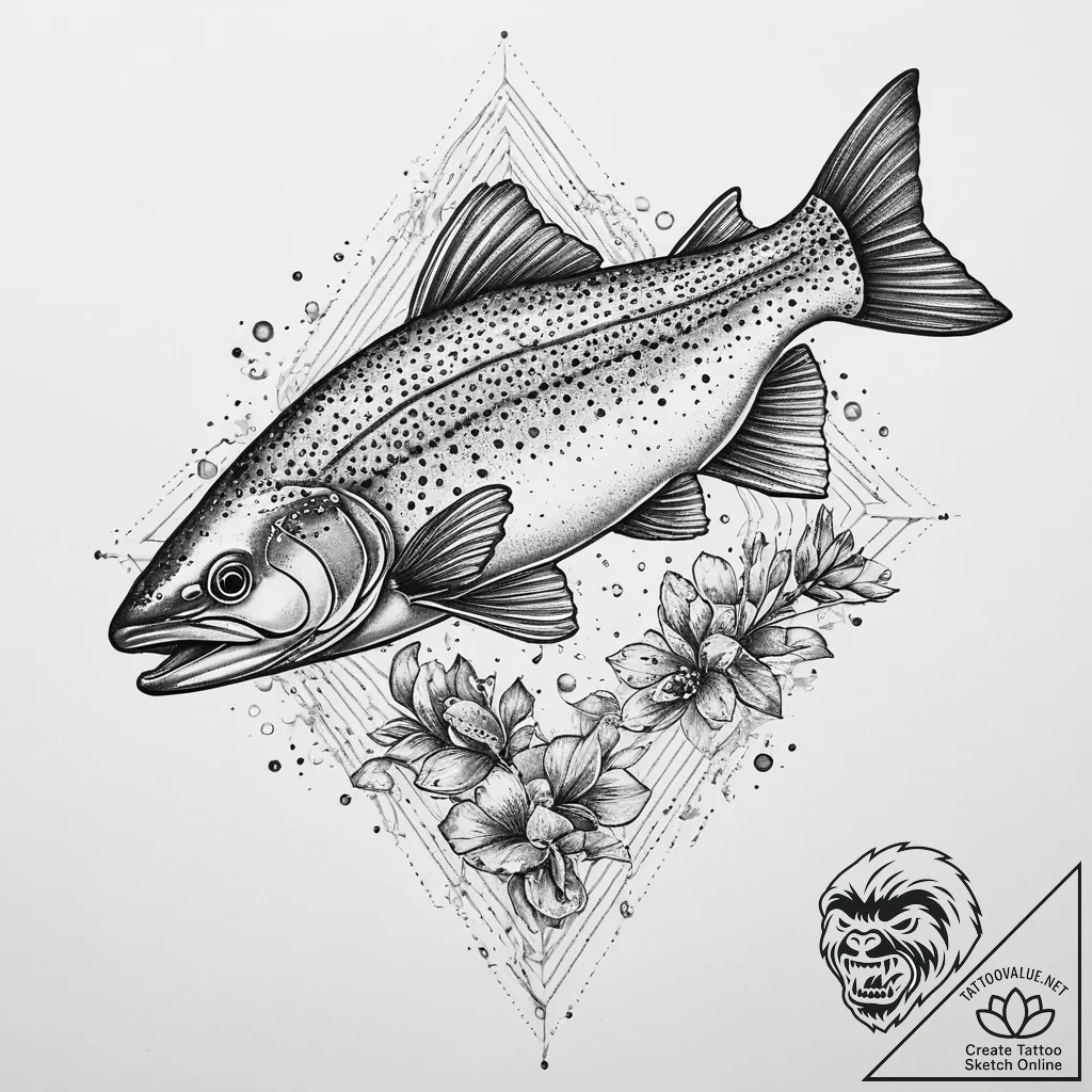 Tattoo sketch rainbow trout, tattoo line art,... - tattoo sketch (№1760482653_0, 14.10.2025 22:57) — tattoovalue.net