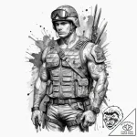 Tattoo sketch soldier with a scissors, concep… – tattoo sketch (№1760482869_0, 14.10.2025 23:01) — tattoovalue.net