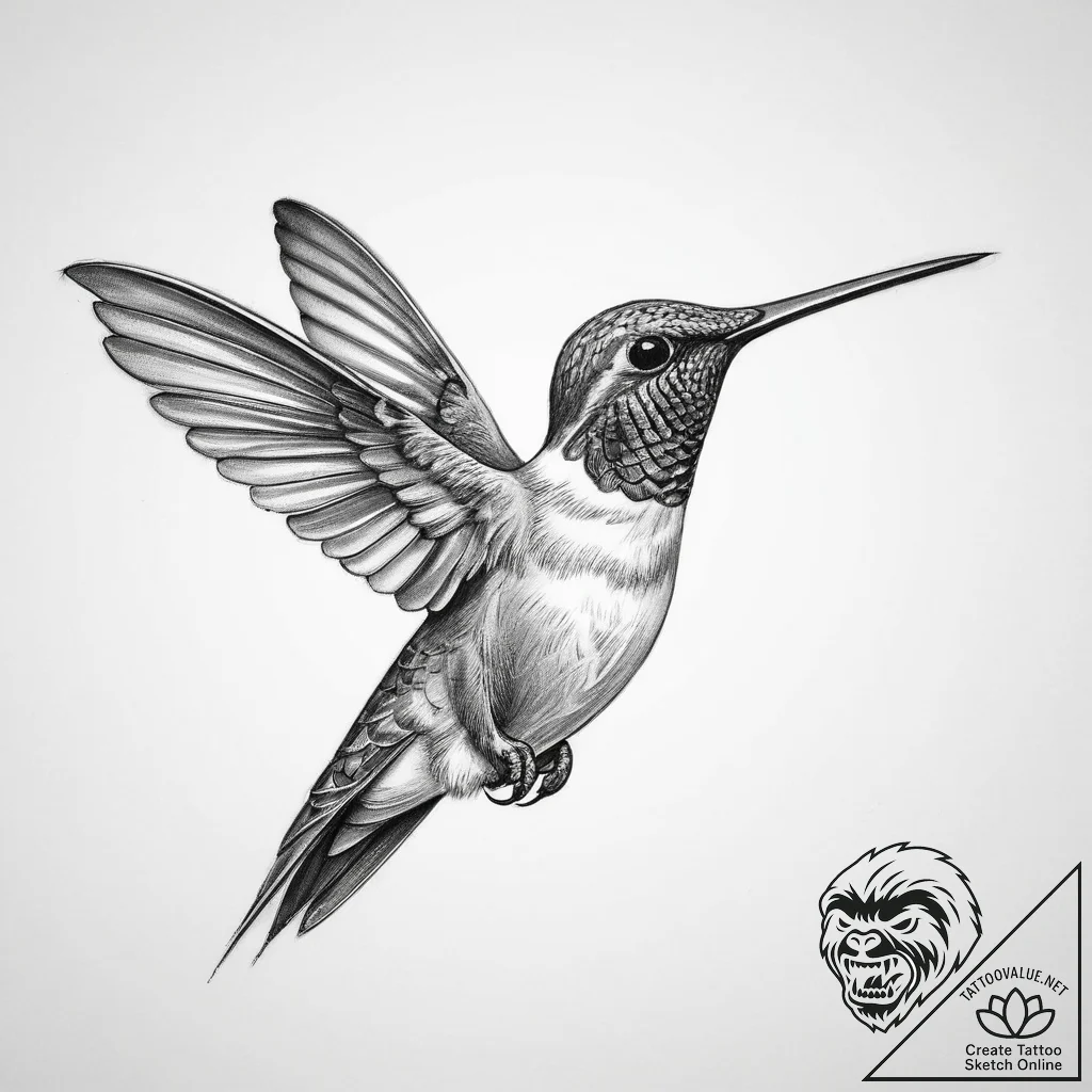 Tattoo sketch puns a hummingbird that says "i... - tattoo sketch (№1760483086_0, 14.10.2025 23:04) — tattoovalue.net