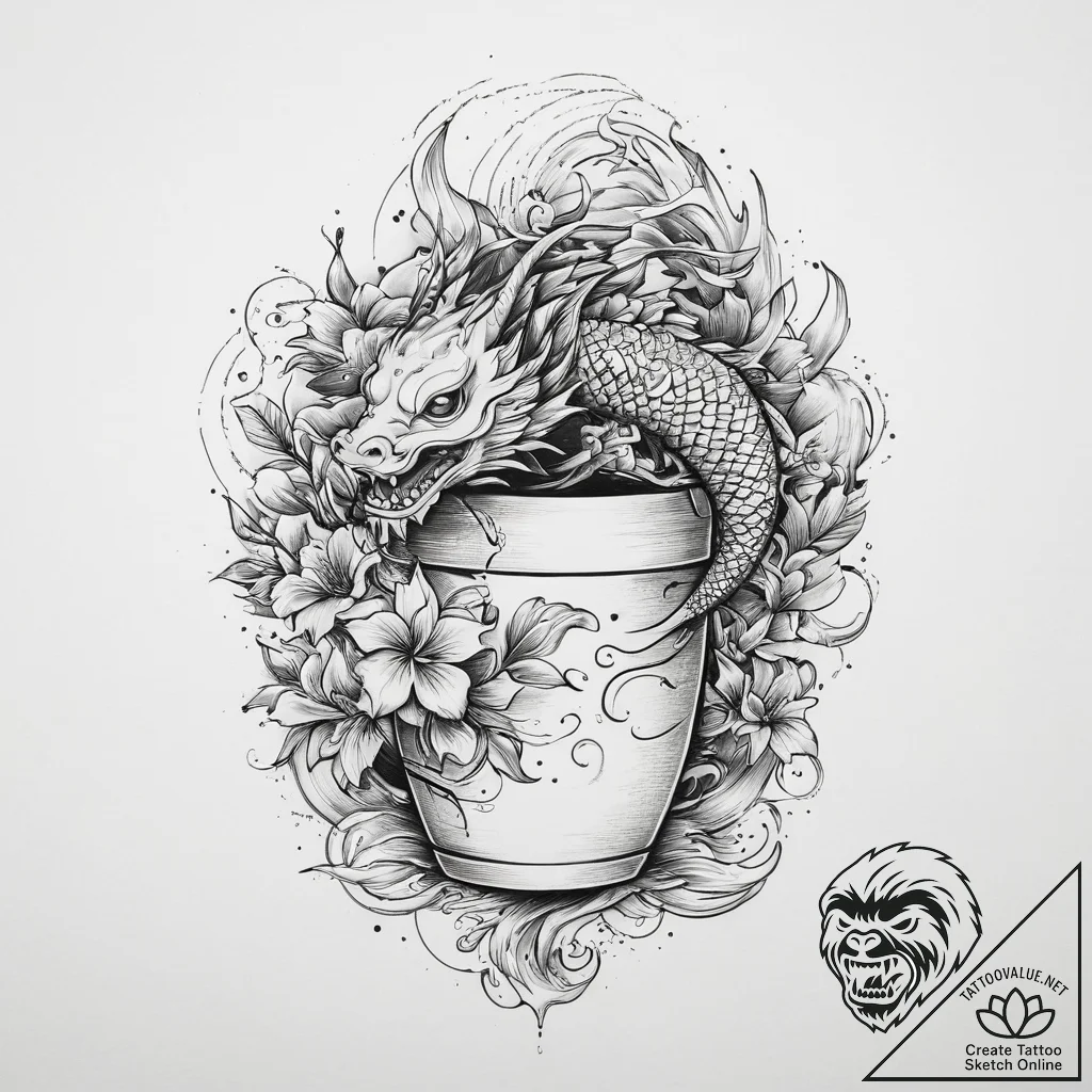 Tattoo sketch mint plant in a pot, concept ar... - tattoo sketch (№1760483519_0, 14.10.2025 23:11) — tattoovalue.net