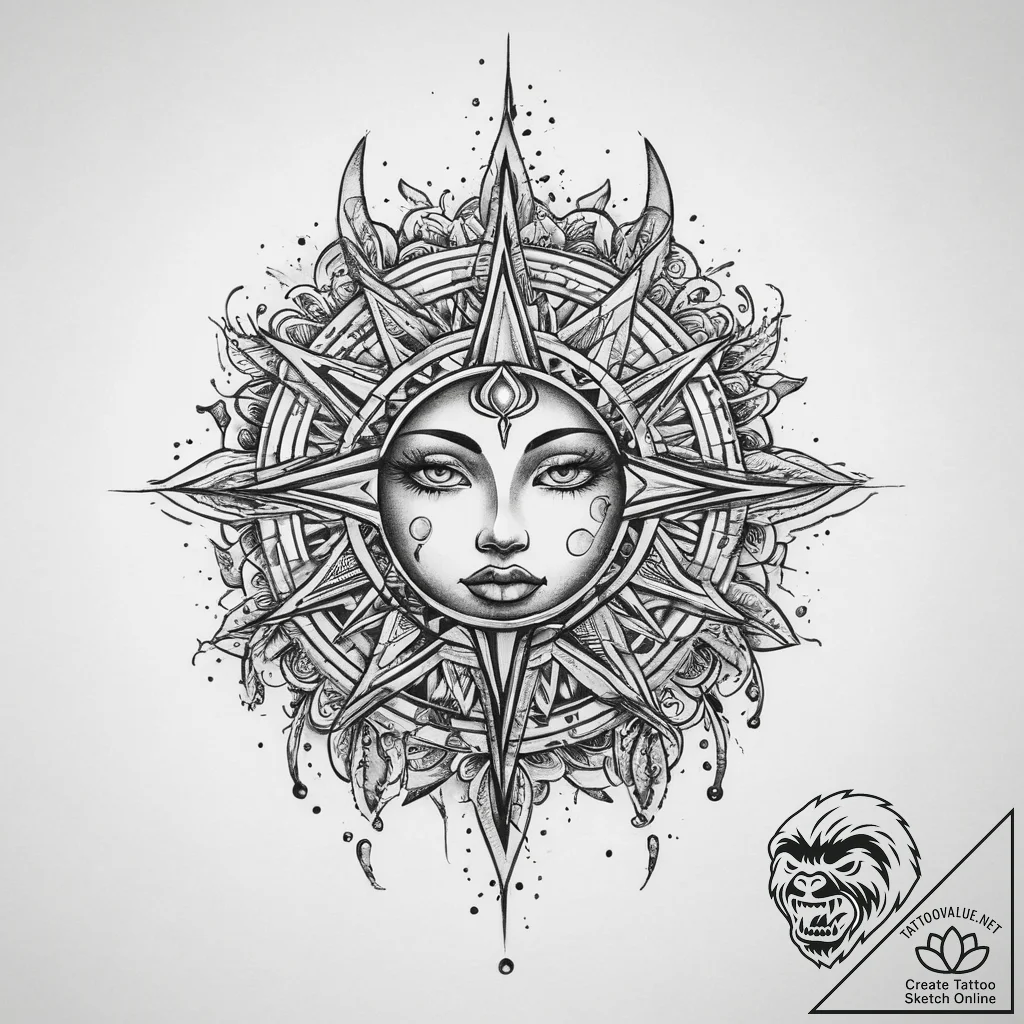 Tattoo sketch cosmic spirit, tattoo line art,... - tattoo sketch (№1760483745_0, 14.10.2025 23:15) — tattoovalue.net