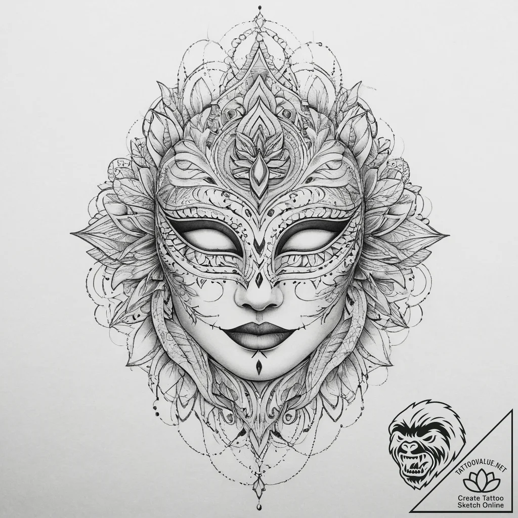Tattoo sketch masquerade mask tattoo, tattoo... - tattoo sketch (№1760483963_0, 14.10.2025 23:19) — tattoovalue.net