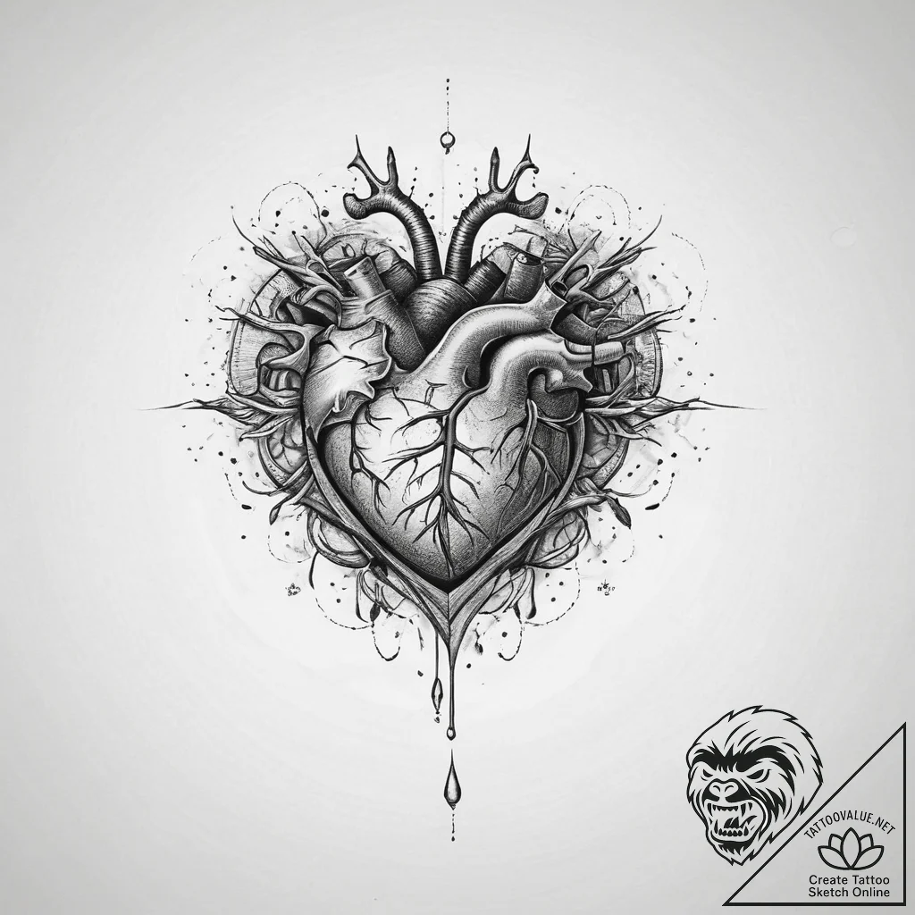Tattoo sketch heartbeat with a heart, ink ill... - tattoo sketch (№1760484180_0, 14.10.2025 23:23) — tattoovalue.net